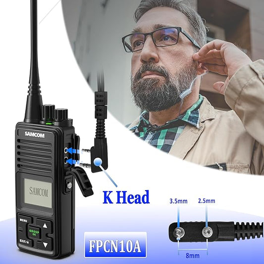 SAMCOM Surveillance Radio Earpiece with Mic for Two Way Radios, 2-Wire Air Tube Headset with Mic for Walkie Talkies, 2 Pin Hands-Free Earpieces Compatible with FPCN10A FPCN30A Radios, 6 Pcs