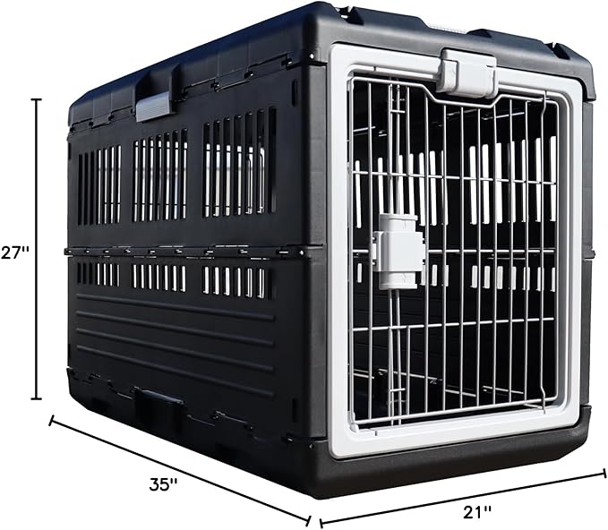USA Pet Carrier & Crate 35" - Premium Collapsible Design for Medium Cats and Dogs - Portable Kennel for Indoor/Outdoor Use - 360-Degree Ventilation & Hard Plastic Wall Protection