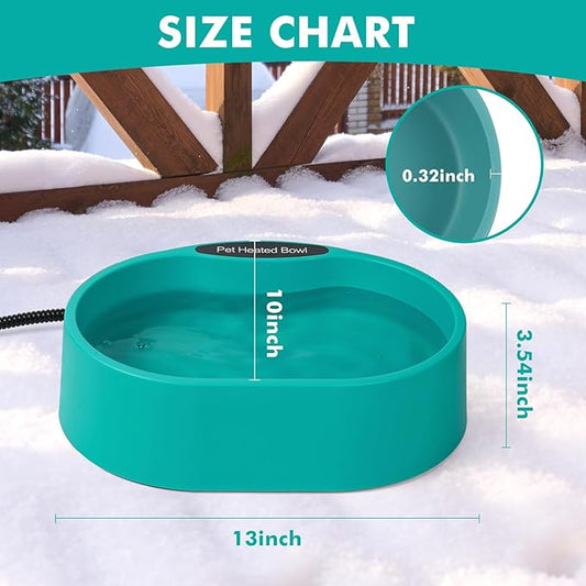 Heated Water Bowl for Dogs, Outside Heated Dog Bowl, Thermostatic Control Heated Cat Bowl, Anti-Freeze Heated Pet Water Dish for Chicken,Duck,Goose,Rabbit,125 OZ 35 Watts