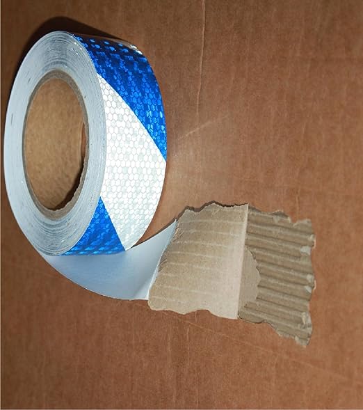 Reflective Tape Blue White 1 Inch x 168 Feet, Warning Conspicuity Reflector, Night Safety Sticker for Car Trailer Clothing