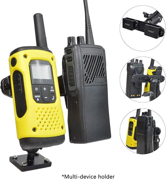 Universal Ham Radio Holder,Drill Base Mount W/Self-Tapping Screws&Adhesive Bottom,for Motorola Talkabout Cobra BaoFeng Kenwood Portable Walkie Talkie
