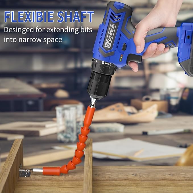 FADAKWALT 20V MAX Cordless Drill Set,Power Drill Kit with Lithium-Ion and charger, 3/8-Inch Keyless Chuck, 2 Variable Speed 21+1 Torque Setting Power Tools Kit,280 inch-lbs with LED Electric Drill Set