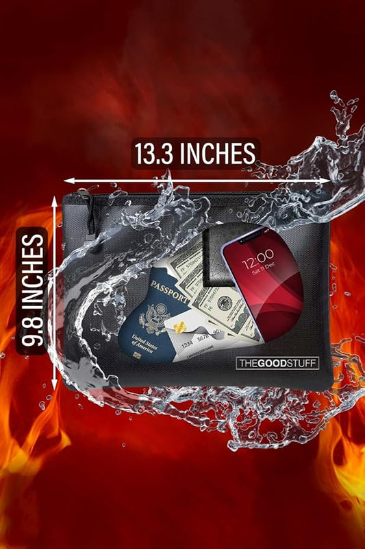 Fireproof Money Bag for Cash (10" x 13") – Waterproof Document Holder with Zipper, Protects Important Papers, Passports & Valuables from Fire & Water – Secure Storage for Home, Office & Travel