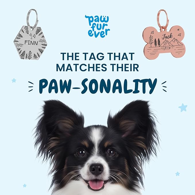 PawFurEver Custom Engraved Pet ID Tag β Personalized Dog Name Tag for Dogs and Cats, Stainless Steel Collar Accessory with Cute Designs for pet Name Tags (Bone, Silver) 15.95