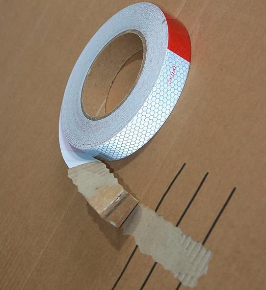 Red and White Reflective Tape Outdoor Waterproof 1 inch X 185 feet, High Visibility Conspicuity Safety Industrial Marking Tape