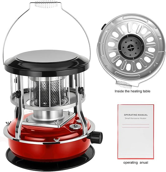Indoor & Outdoor Kerosene Heater, Radiant Heating, Portable Non-Electric 9000 BTU Kerosene Stove for Camping, Hunting, Cooking (Red)