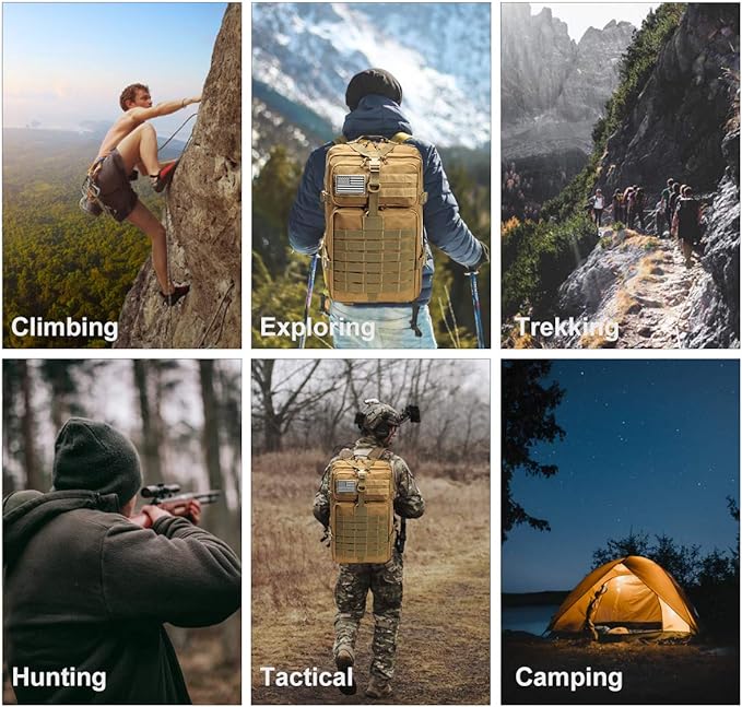 ROARING FIRE Tactical Backpack, Expandable Molle Backpack for The Outdoor, Hiking, 3 Day Pack, Bug Out Bag,