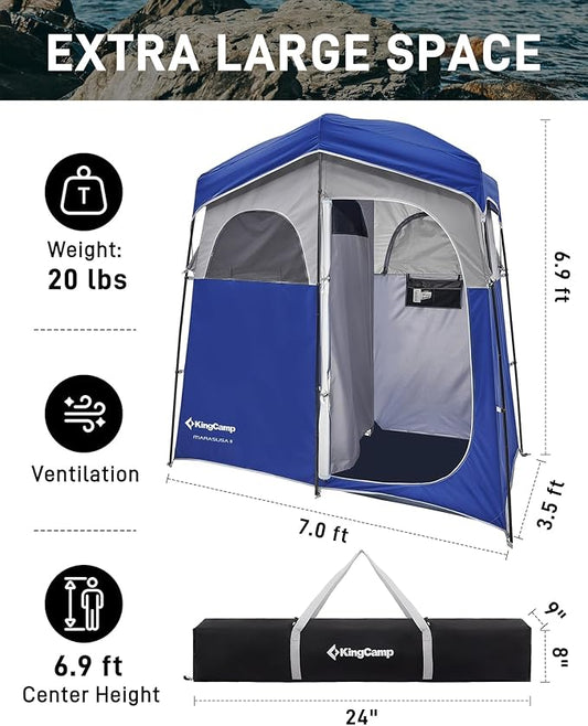 KingCamp Shower Tent, Portable Privacy Tent Outdoor Camping 1/2 Room Toilet Tents with Shower Bag & Dressing Room for Beach, Camping & Hiking