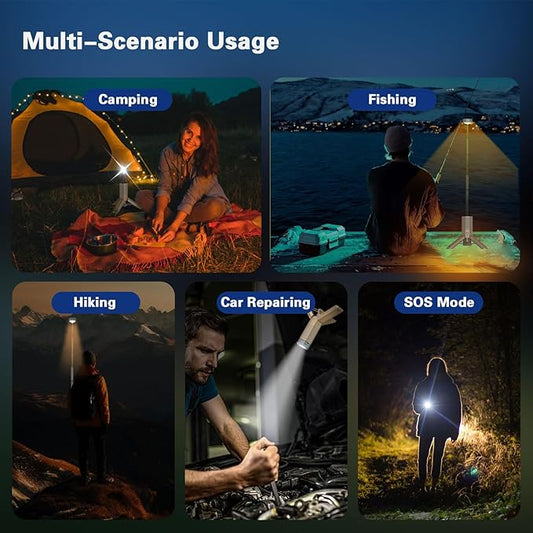 Telescopic Camping Lights Rechargeable Collapsible 10500 mAh LED Caming Lanterns with Stand, IPX7 Waterproof Flashlights with Magnetic Base, Portable Work Light Camping Lamp for Camping, Emergency Use
