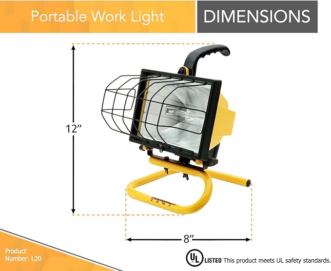 Woods 500 Watt Portable Work Light; Yellow