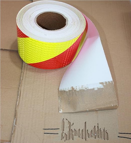 Reflective Tape 4 inch X 166 feet, Outdoor Waterproof Hazard Conspicuity Safety Warning Industrial Marking Tape