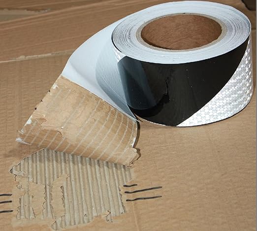 Reflective Tape Black White 3 inch Wide for Automobile, Outdoor Waterproof High Visibility Safety Warning Adhesive Strips (166 feet)