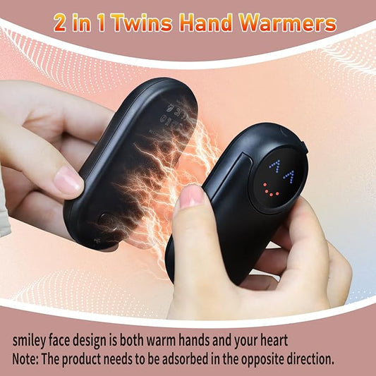 Hand Warmers Rechargeable 2 Pack, 10000mAh Electric Hand Warmers, Reusable Portable Pocket Heater, LED Display & 3 Levels, Gifts for Christmas, Outdoor, Golf, Travel, Hunting, Camping