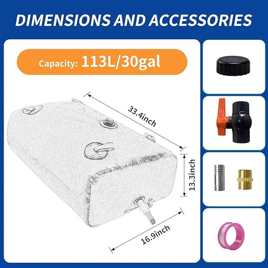 113L/30gal Water Bladder Storage Containers, Foldable Portable Water Tank Large Capacity Soft Water Bag, Drought Resistance, Fire Prevention, Emergency Water