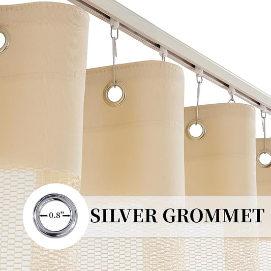 12ft Wide x 8ft Tall Hospital Curtains with Grommet for Hospital Medical Clinic SPA Lab Curtain Room Divider Privacy Screen (Beige, 1 Panel)