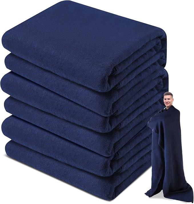 Preboun 3 Pieces Wool Camping Blanket Bulk 60" x 80" Military Wool First Aid Fire Retardant Blanket Queen for Outdoors Camping Stadium Picnics Travel Car Survival Kits(Navy)