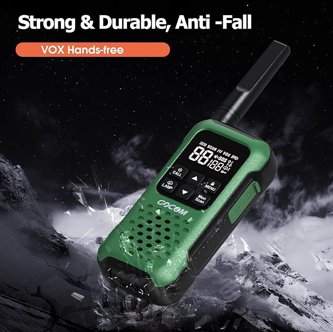 GOCOM G9 IP67 Waterproof Two Way Radios, 2 Way radios Outdoor Adventure NOAA Weather Alert & SOS Emergency Lamp Adult Walkie Talkies Long Range Rechargeable (G9 - Suitcase 4 Pack)
