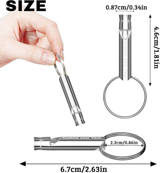 20 Pcs Custom Emergency Whistles with Keychains, Personalized Loud Safety Survival Whistle Engraved with Name/Text, Bulk Whistles for Outdoor Sports, Camping, Hiking, Boating, Hunting