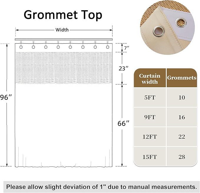 5ft Wide x 8ft Tall Hospital Curtains with Grommet for Hospital Medical Clinic SPA Lab Curtain Room Divider Privacy Screen (Beige, 1 Panel)