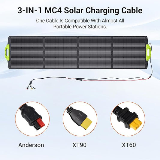 FOSSiBOT Solar Panel SP200 Foldable Solar Panel 200 Watts Adjustable Kickstands for Home, RV