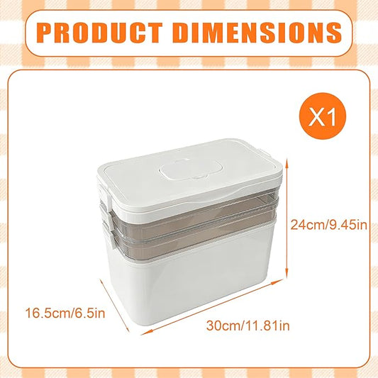 3-Tier Medicine Organizer with Detachable Pill Box, First Aid Kit with Handle, Portable Multipurpose Plastic Medical Box for Home, Travel, and Family Emergencies(White)