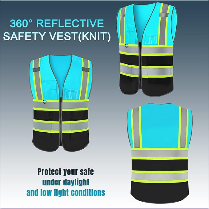 BeautyWill Custom Logo Safety Vest Class 2 High Visibility Reflective Vest for Men - Personalized Logo Team Vest