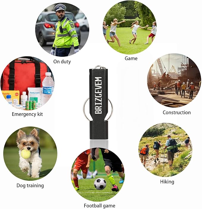 Survival Whistles 4-Pack & 6-Pack, Aluminum Emergency Safety Whistle with Lanyard and Keychain, Waterproof & Unbreakable for Hiking, Camping, Dog Training, Coaching, Emergency Kits