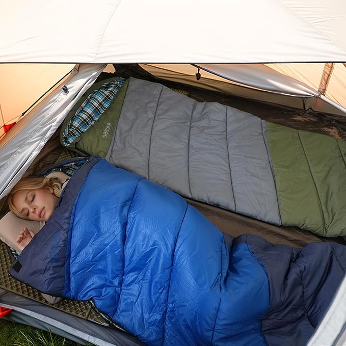 Cotton Flannel Lined Sleeping Bag for Adults Teens Kids, Cold Weather & Warm, 3 Seasons, Lightweight Compact Camping Essentials Equipment, Hiking, Outdoor, Travel