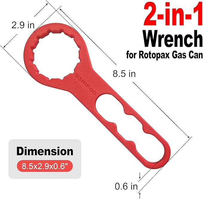 2-in-1 Combination Wrench For Rotopax Cap Wrench Fuel Can and Fuel/Water Pack Container Mounts T-Handle Tool, RX-LOX-PM LOX-PM RX-DLX-PM Portable Lock-Red