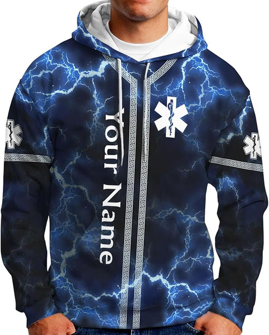 Personalized EMT 3D Shirt, EMT 3D Hoodie, 3D EMS Hoodies for Men, Medical Uniforms EMS Shirt, Emergency Medical Service Shirt