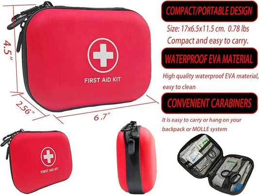 First Aid Kit 150 Piece Emergency Kit for Home, Camping, Cars, Hiking, Travel, Outdoor, Adventure Portable Survival IFAK Kits (Red)
