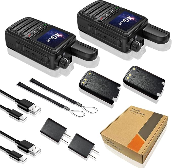 Long Range Walkie Talkies 2 Pack - Unlimited Nationwide Two-Way Radios with Free Lifetime SIM Card,4G PoC for Construction/Fleet Dispatch/Family Emergencies