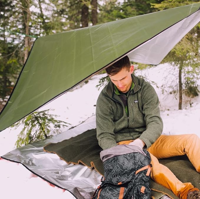 Arcturus Insulated Tarp, Reusable Heavy Duty Thermal Survival Blanket – 60x82in, Reflects 90% Body Heat, Waterproof, Windproof, 3-Layer Design, Reinforced Grommets, Desert Camo