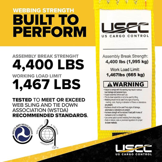 US Cargo Control Endless Ratchet Straps (25-Pack), 2 Inch x 20 Foot Hookless Ratchet Straps, 6,000 LBS Break Strength, Black Tie Downs for Flatbed Trailers or Trucks, Great for Cargo Bundling