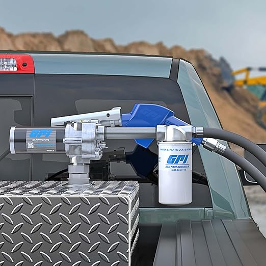GPI - M-180 Series Fuel Transfer Pump, Automatic Shut-off Nozzle with Filter Kit, 18 GPM, 12 Volt (110612-02)