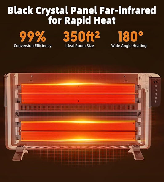 Convection Space Heaters for Indoor Use Large Room, 1500W Infrared Bathroom Heater with Remote, IPX4, 24Hrs Timer, Stand & Wall Panel Heater with Adjustable Thermostat for Office Bedroom Use