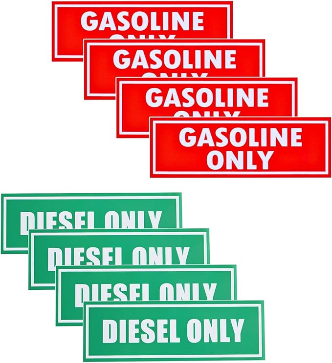 8PCS Diesel Only and Gasoline Only Decal Combo Vinyl Labels for Trucks Cars Fuel Caps Durable Weather Resistant 2 Inch x 6 Inch