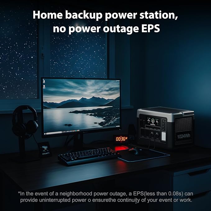 OUKITEL P1000 Plus 1024Wh Solar Generator with 4 AC Outlets (3600W Peak), 1800W Power Station with 400W Solar Panel, 1200W Fast Charging, APP Control Battery Backup for Home, Camping & RVs