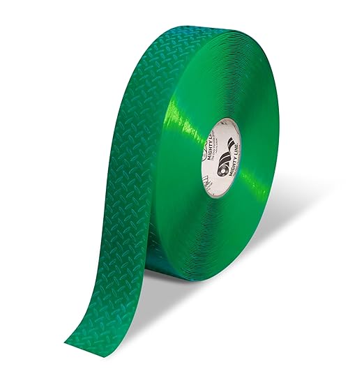 Mighty Line 2" Anti-Slip Solid Color Floor Marking Tape for Safety, Caution, Warning, Flooring, Heavy-Duty, Peel and Stick, Adhesive, Industrial Quality, 100' Roll, Green
