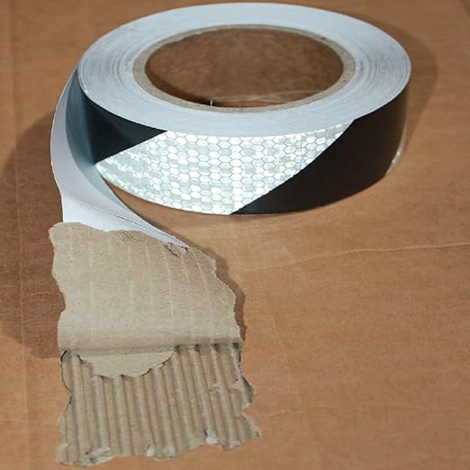 Black White Reflective Tape 1 inch Wide for Trailer, Outdoor Waterproof High Visibility Safety Warning Adhesive Strips (166 feet)