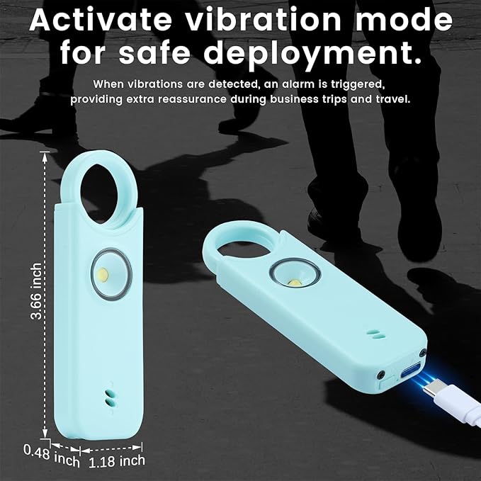 Personal Safety Alarm - 135dB Ultra Loud Siren with LED Strobe Light, USB-C Rechargeable, Compact Keychain Alarm for Women/Men, Emergency Flashlight & Vibration Alert(Blue)