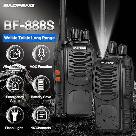 Walkie Talkies Long Range for Adults,radios Rechargeable walkie talkies with Earpieces 2 Way Radios UHF Handheld Transceiver Walky Talky Copy Frequency with Flashlight VOX for Camping Hunting(2 Pack)