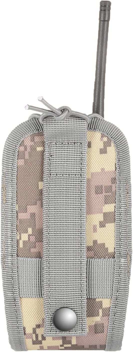 Tactical Radio Holder Radio Holster Molle Radio Pouch Universal Radio Case Military Heavy Duty Radio Bag for Police Firefighter Two Ways Walkie Talkies Vest (ACU-small)