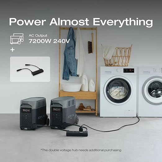 EF ECOFLOW 7.2kWh Portable Power Station: DELTA Pro with Extra Battery, 120V Lifepo4 Battery Backup with Expandable Capacity, Solar Generator for Home Use, Power Outage, Camping, RV, Emergencies