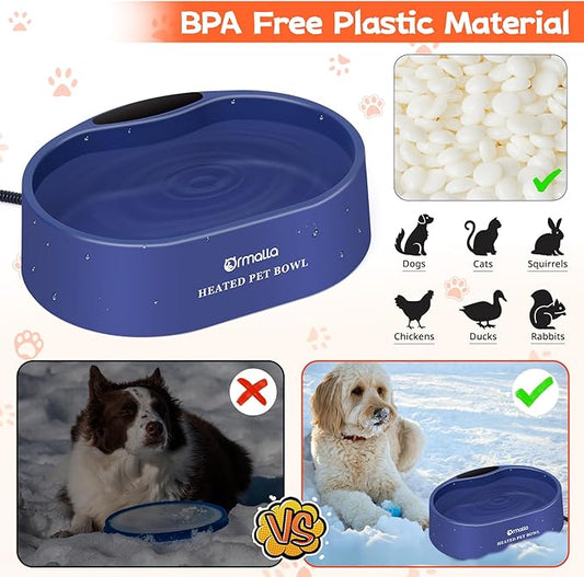 Heated Dog Water Bowl, Large Capacity 125oz Outdoor Heated Pet Bowl for Dog, Cat, Chicken and Squirrel, Thermal Bowl with Chew Resistant Power Cord, 35W