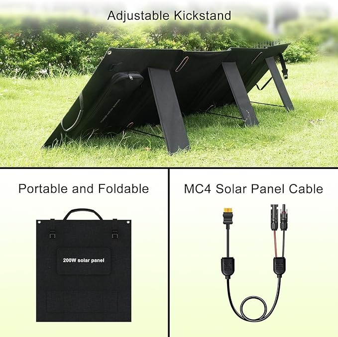 400 Watt Portable Solar Panel 18V, Foldable Solar Panel Design (27.5lbs), 23.4% High-Efficiency Monocrystalline for Portable Power Station, Foldable & Durable, for RV, Camping, Home Backup