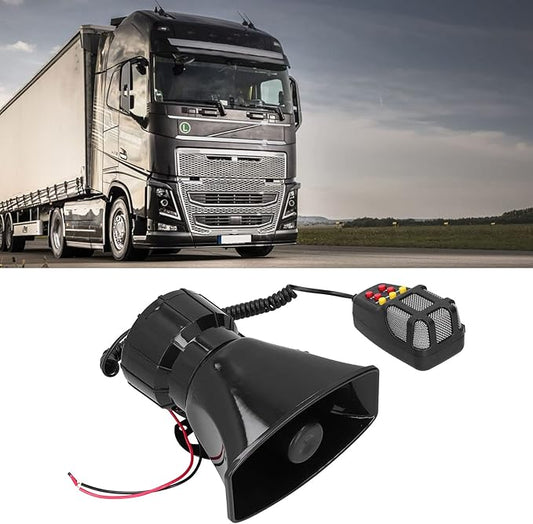 100W Loudspeaker, Car Horn PA Mic 7Sound Siren for Car Truck RV with PA System and Installation Kit, 12V Universal