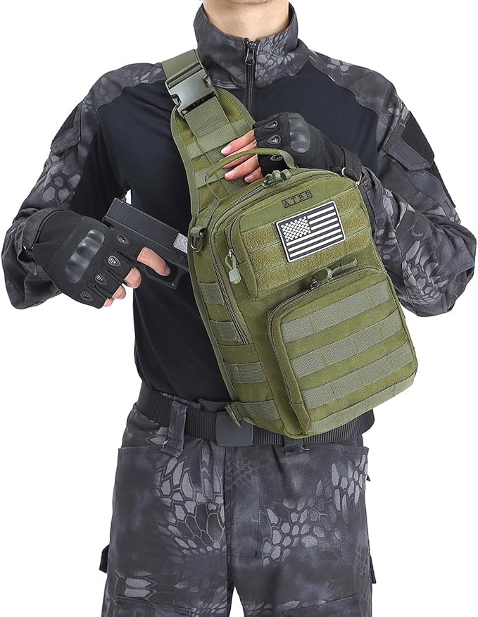 ATBP Tactical Sling Backpack with Holster Military Crossbody Bag for Men Single Shoulder Back Pack 10L