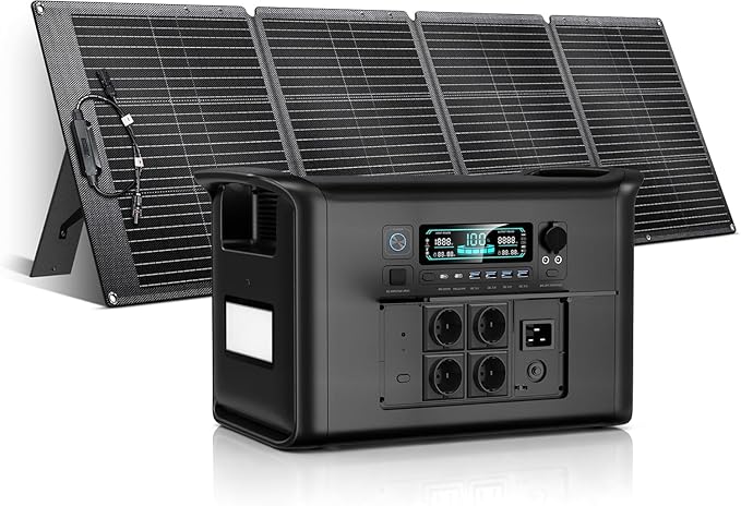 Portable Power Station with 200W Solar Panel,2048Wh LiFePO4 Battery, 2400W AC Outlets (3400W Surge),Solar Generator for Outdoor Camping Outages RV Travel Home Backup Power(Black)