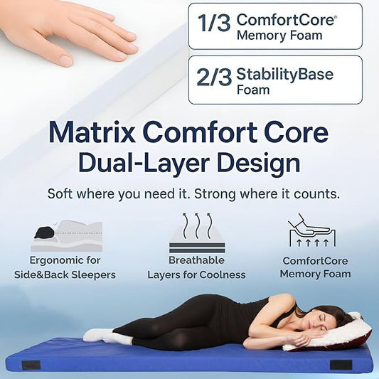 Hazli Matrix Memory Foam Camping Mattress Pad - Roll Up Mattress for Adults - Portable Cot Sleeping Pad for Camping - Floor Mat or Bed Roll for Car, SUV